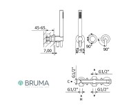 MEDIDAS SISTEMA DUCHA EMPOTRADO LEAF BRUMA